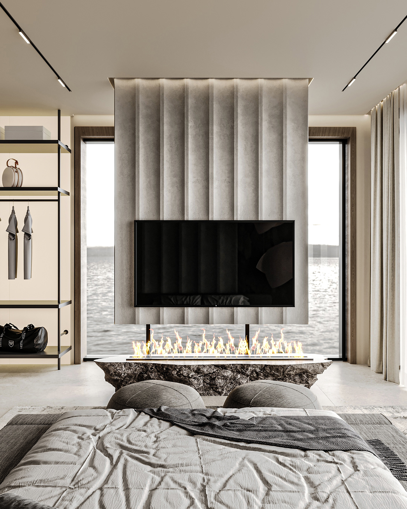 interior design  architecture visualization Render corona minimal minimalist bedroom luxyry design