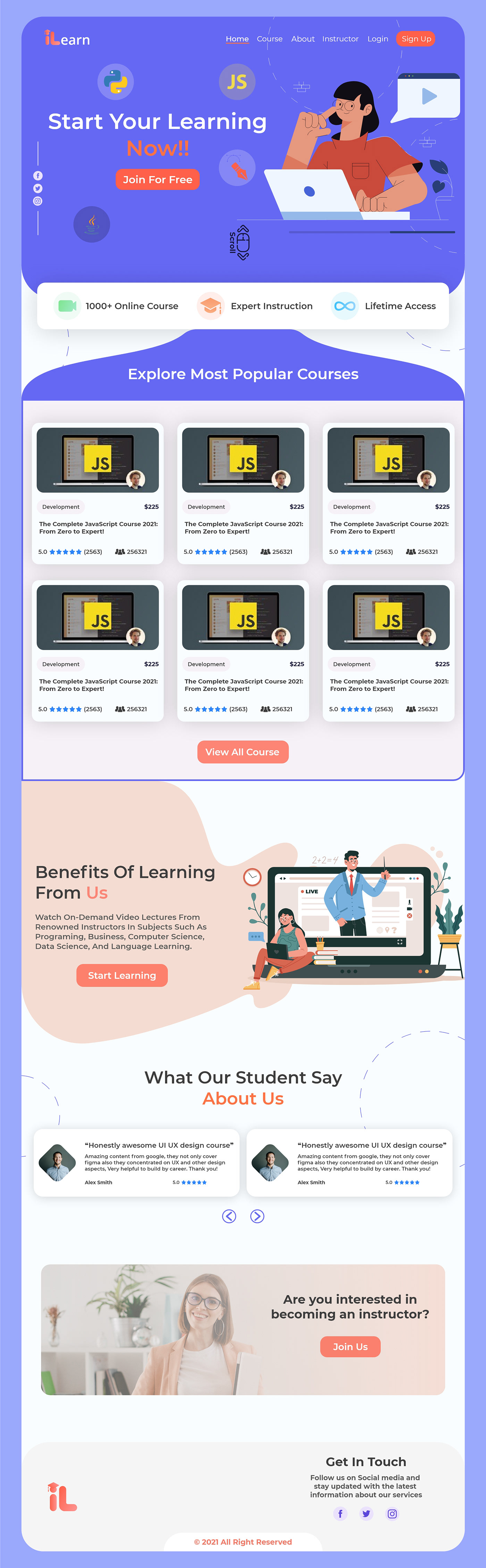 e-learning website Education landing page Modern Design Web Design 