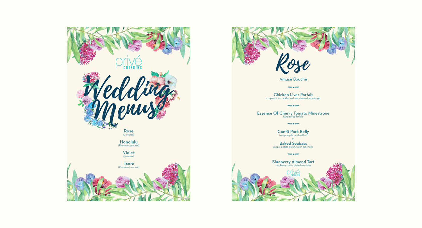wedding menu garden Layout