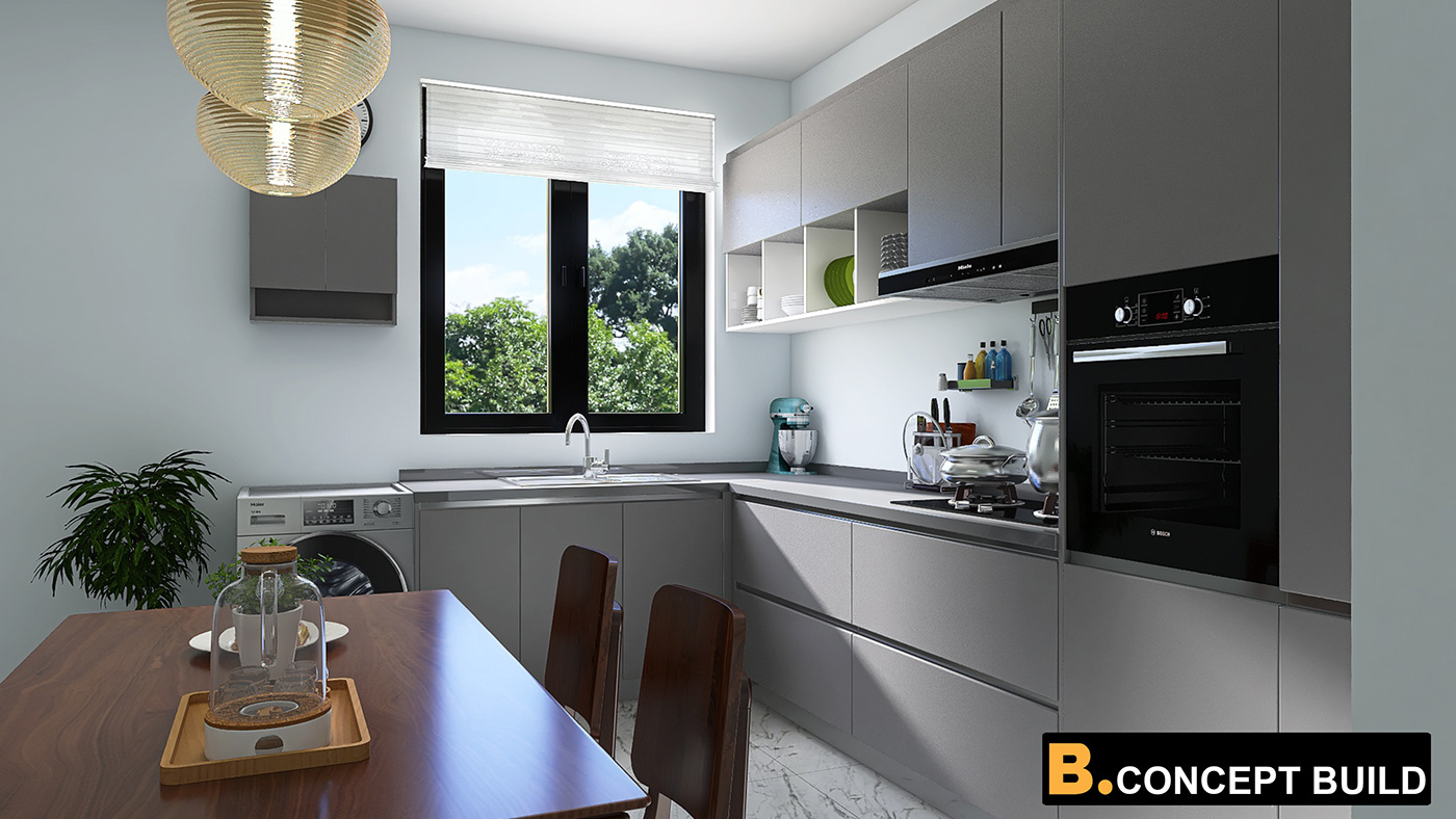interior design  visualization Render 3D kitchen design modern traditional design architecture