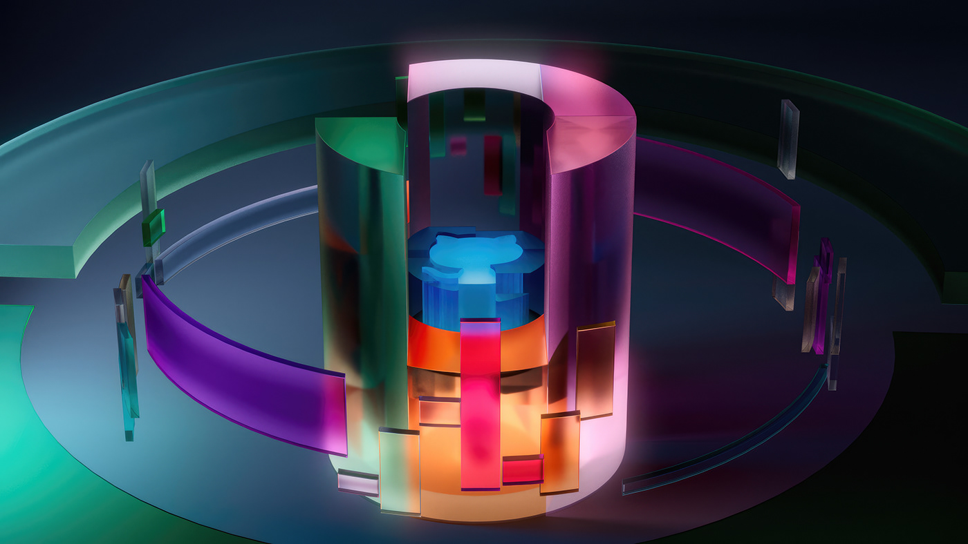 abstract color github glass refraction арт