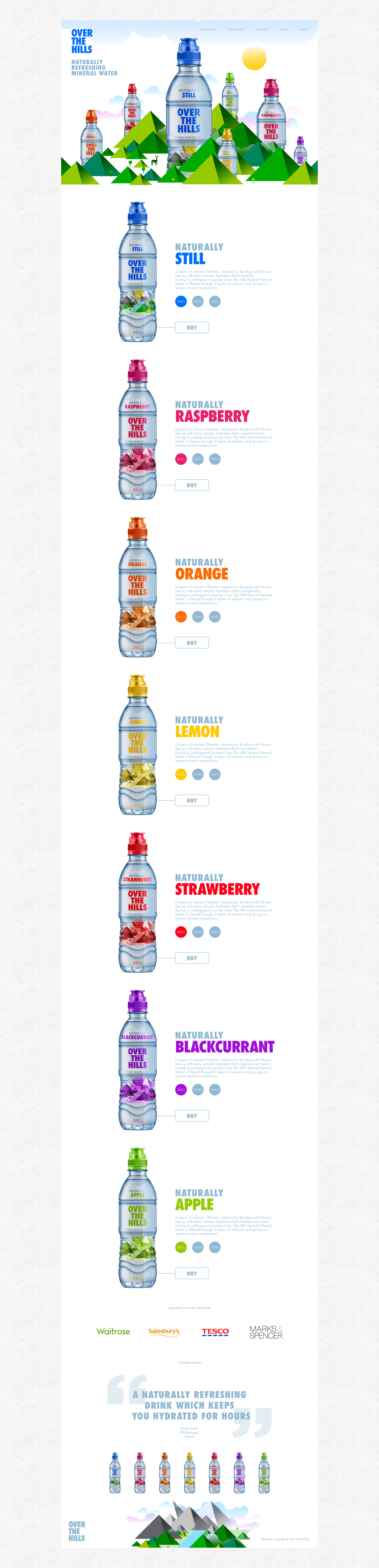 water bottle color UI ux Website Layout clean