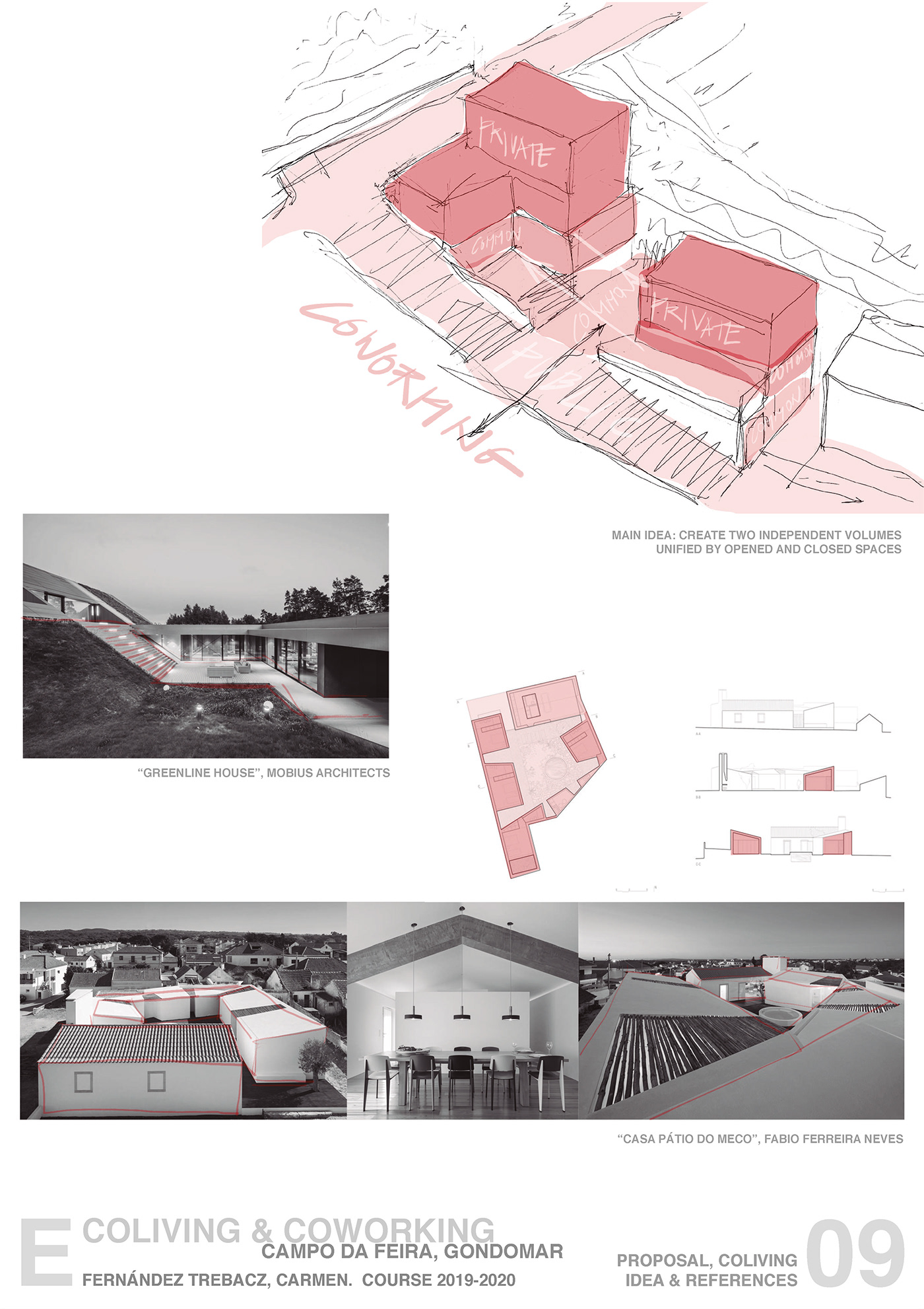 architecture sketch art Urban design Maqueta coliving coworking