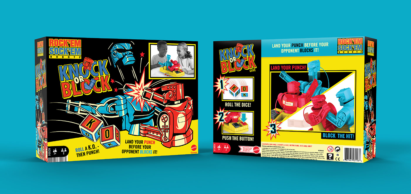 dice game game design  Packaging Retro robots rock'em sock'em toy toys vintage