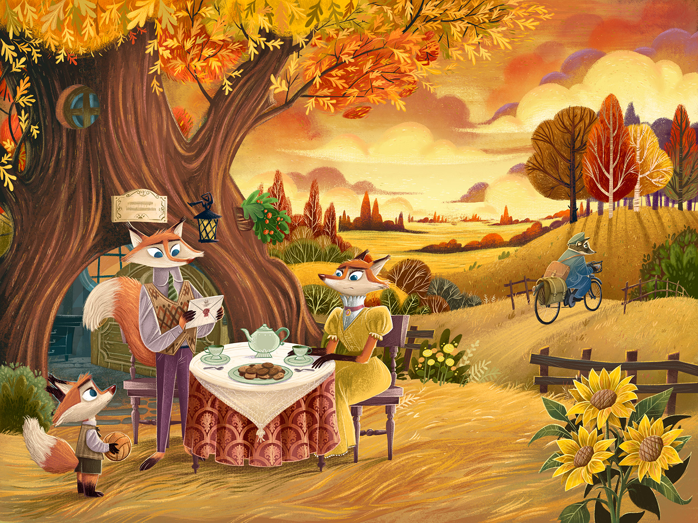 autumn forest fantasy Character design  digital illustration Procreate Digital Art  FOX animals kids