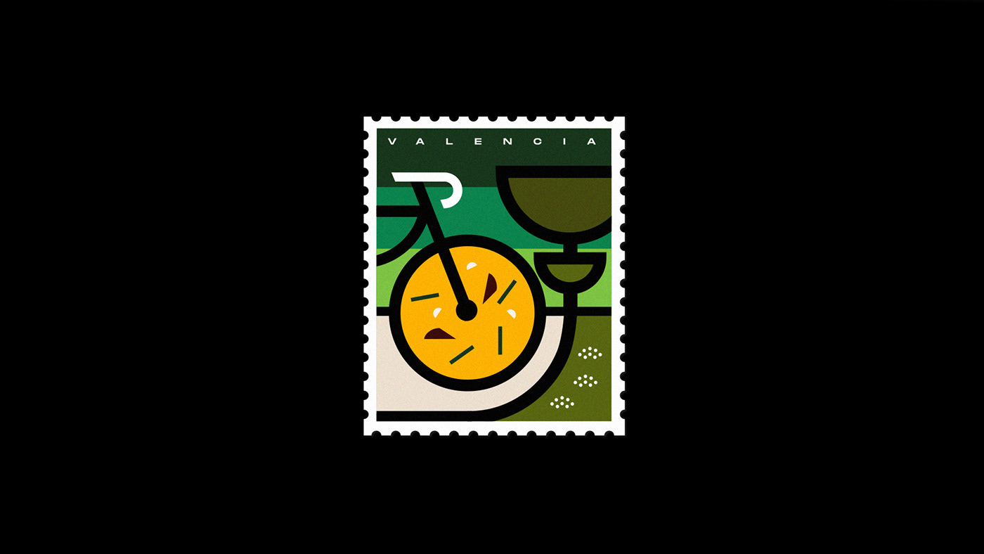 brand graphicdesign ILLUSTRATION  postal postcard spain stamps valencia