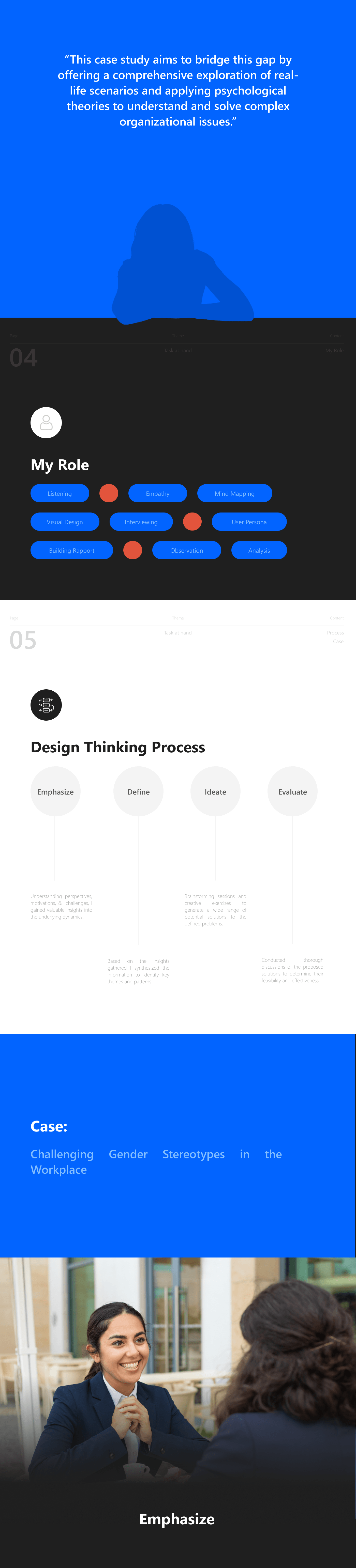 design thinking process research Project organization Leadership management power woman interview