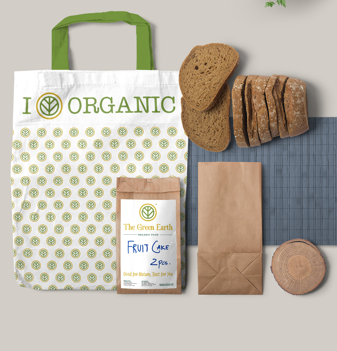 organic store India green herbal Food  identity brand logo design