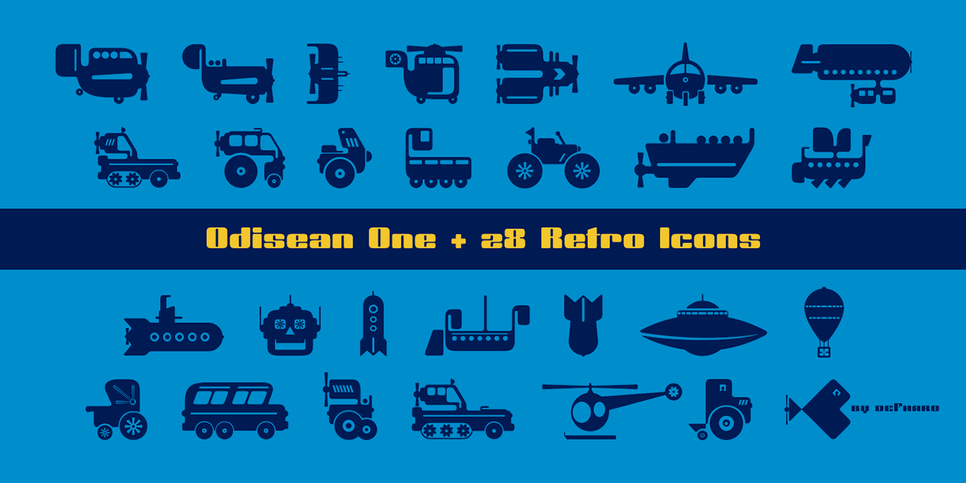 Odisean One Font w/ Retro Icons