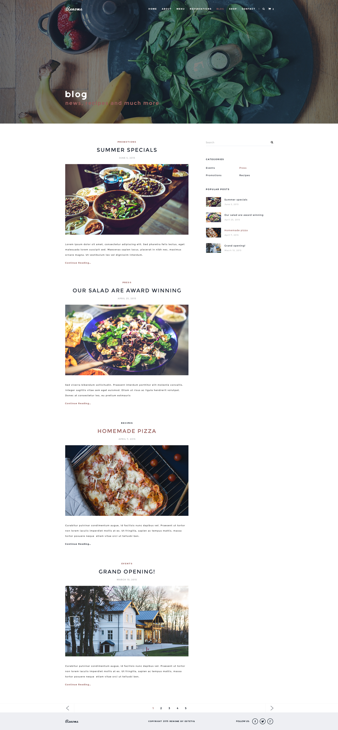 psd free restaurant template shop portfolio Blog Responsive free psd Website download