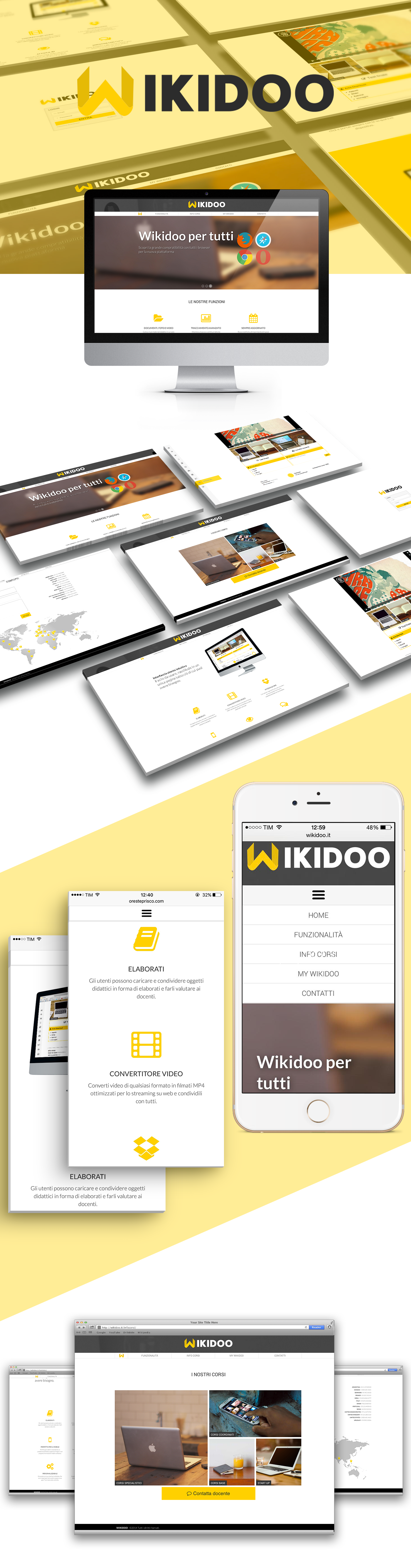 Web HTML css e-learning Mockup apple Responsive yellow 3D UI user Interface wikidoo.it wiki ux