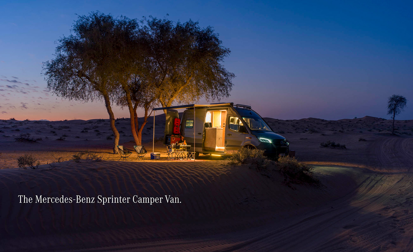 mercedes camper Automotive Photography outdoor advertising lifestyle photography dubai KSA Saudi Arabia Sprinter UAE