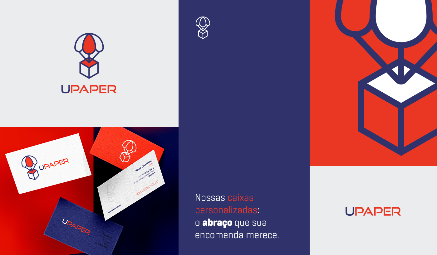 brand identity identidade visual cardboard red and blue logo design design grafico brasil BOLDZ parachute box