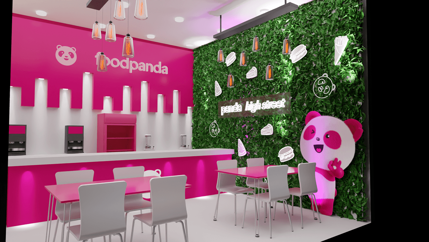 foodpanda stall Exhibition  Stand booth 3D architecture interior design  modern