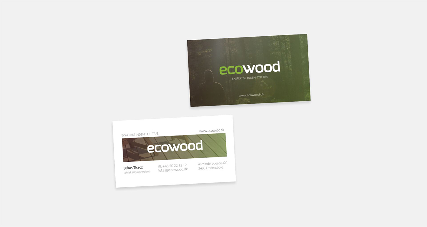 ecowood wood eco forestry Carpentry decks furniture flooring denmark danish Logo Design business card rwd Responsive joomla