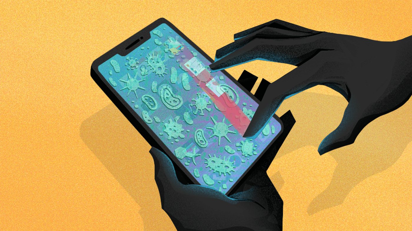 android Bacteria dirty editorial germs hands ILLUSTRATION  iphone phone Technology