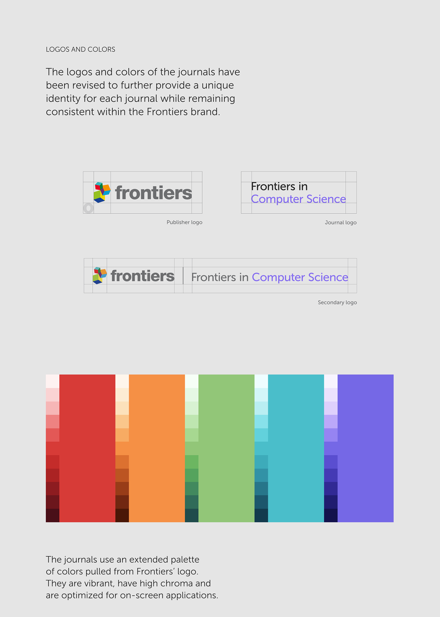 brand identity colorful digital frontiers journal publishing   Rebrand redesign science Scientific Journal
