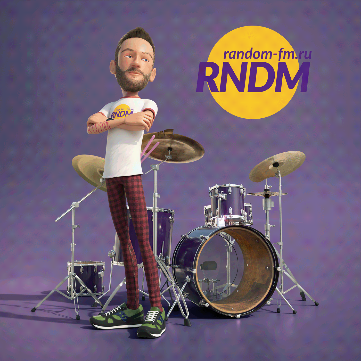3d animation Character drums Internet Radio music RNDM Radio