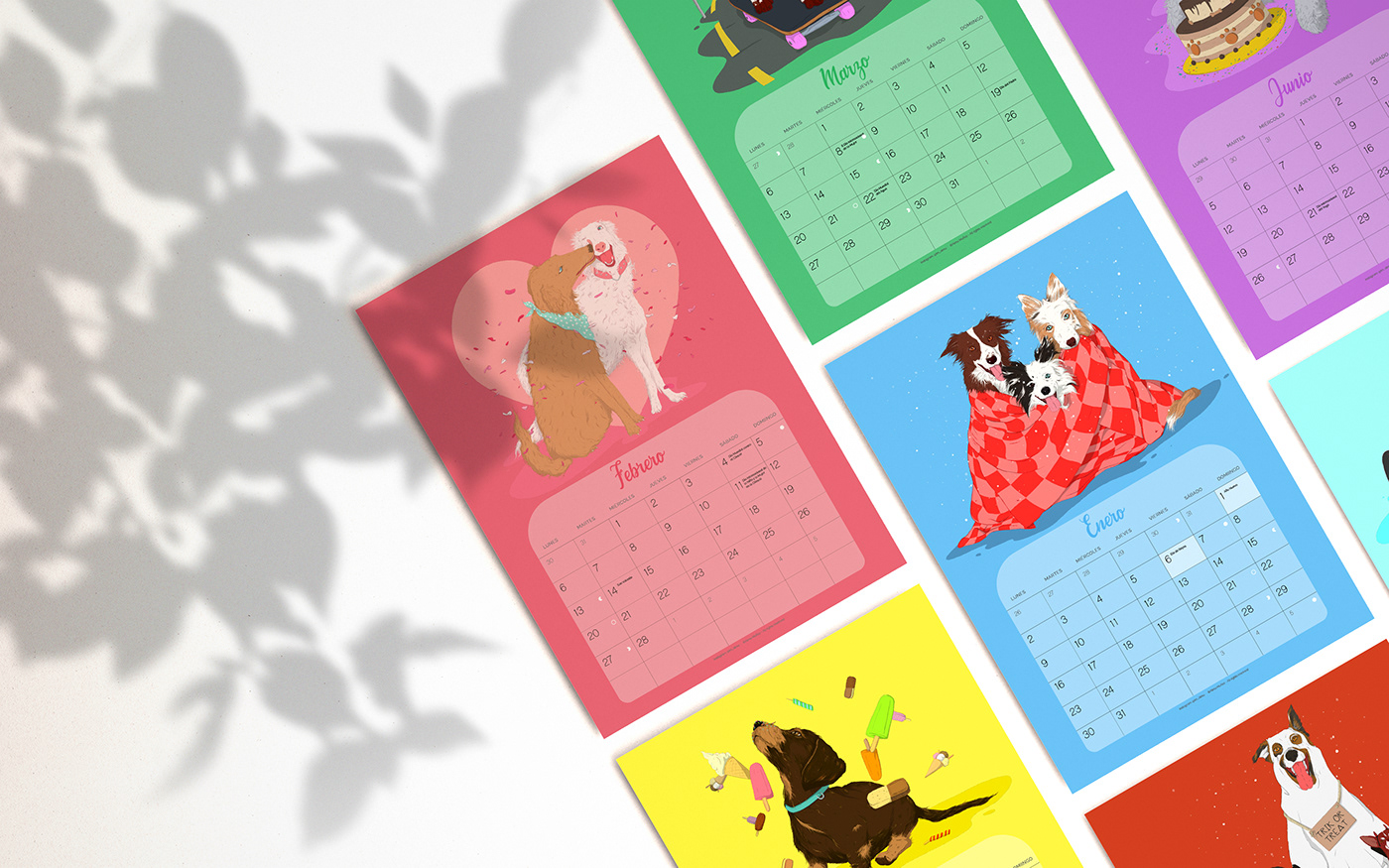 dog illustration dogs Pet calendar design calendar 2023 design