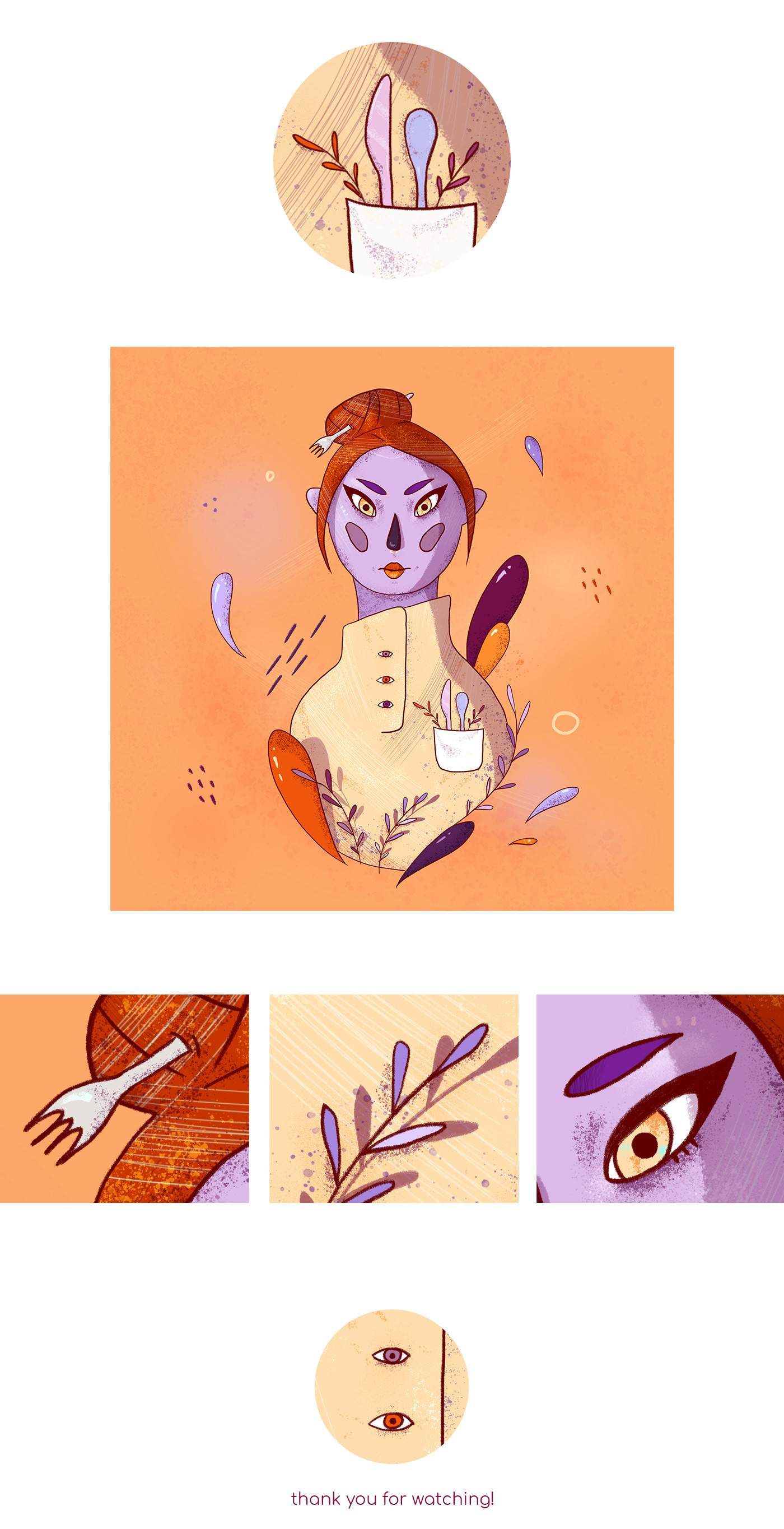 ILLUSTRATION  digital illustration portrait Character chef girl Nature orange purple