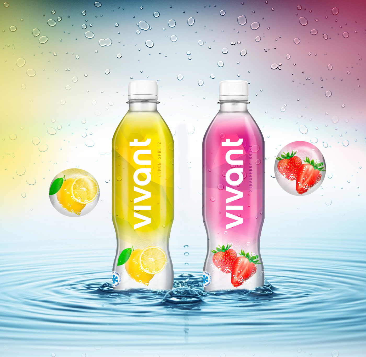 Fizzy drink Fruit Packaging infused fresh water lemon strawberry cool drink