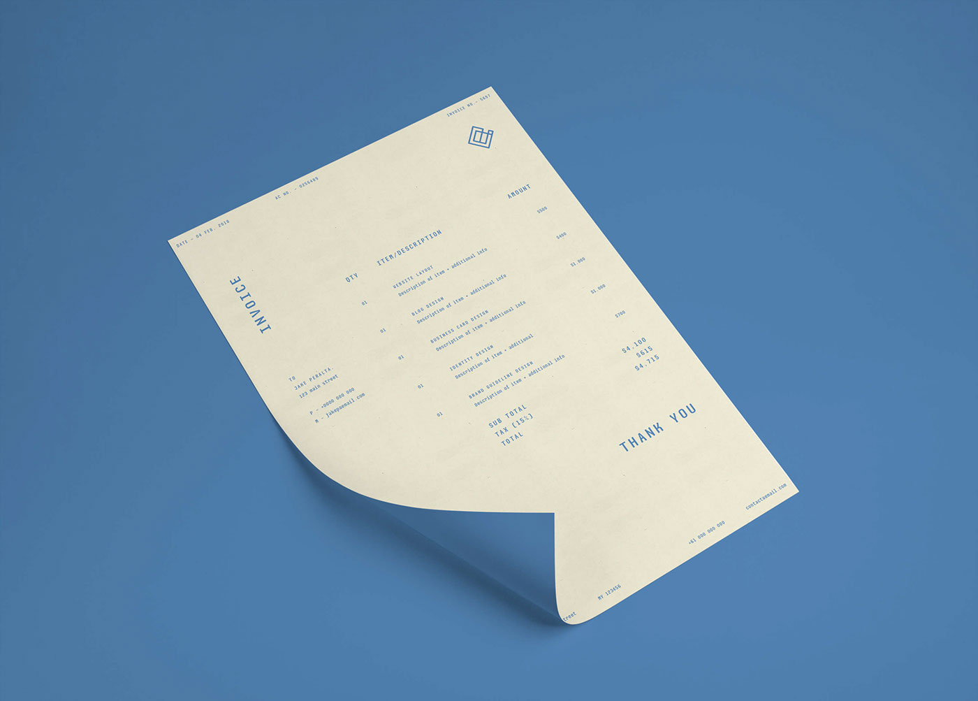 minimal modern clean Layout invoice stationary business branding  creative