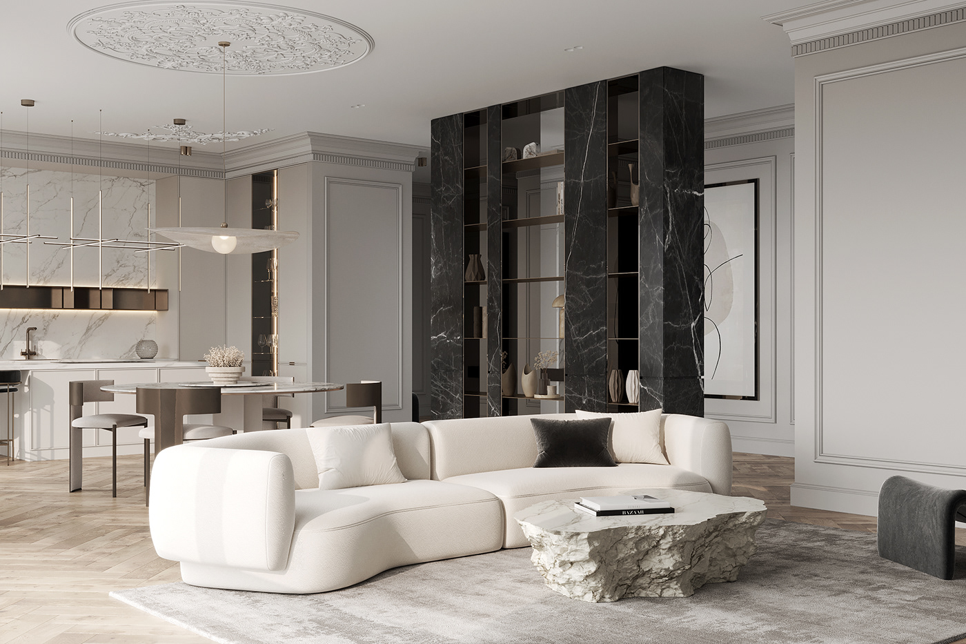 3D 3ds max architecture corona interior design  kitchen design living room modern Render visualization