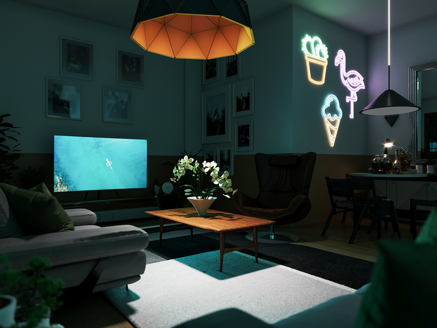 3ds 3dsmax Render realistic Interior corona vray chaos living room