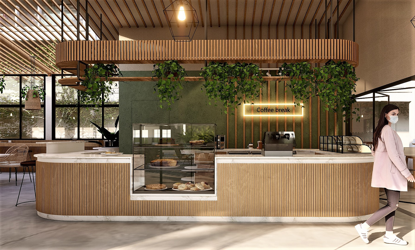 architecture biofilic design cafe Coffee Interior interior design  Project restaurant lumion visualization