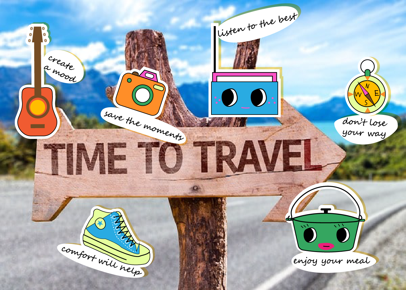 Sticker Design stickers traveling tourism travel agency hiking trekking