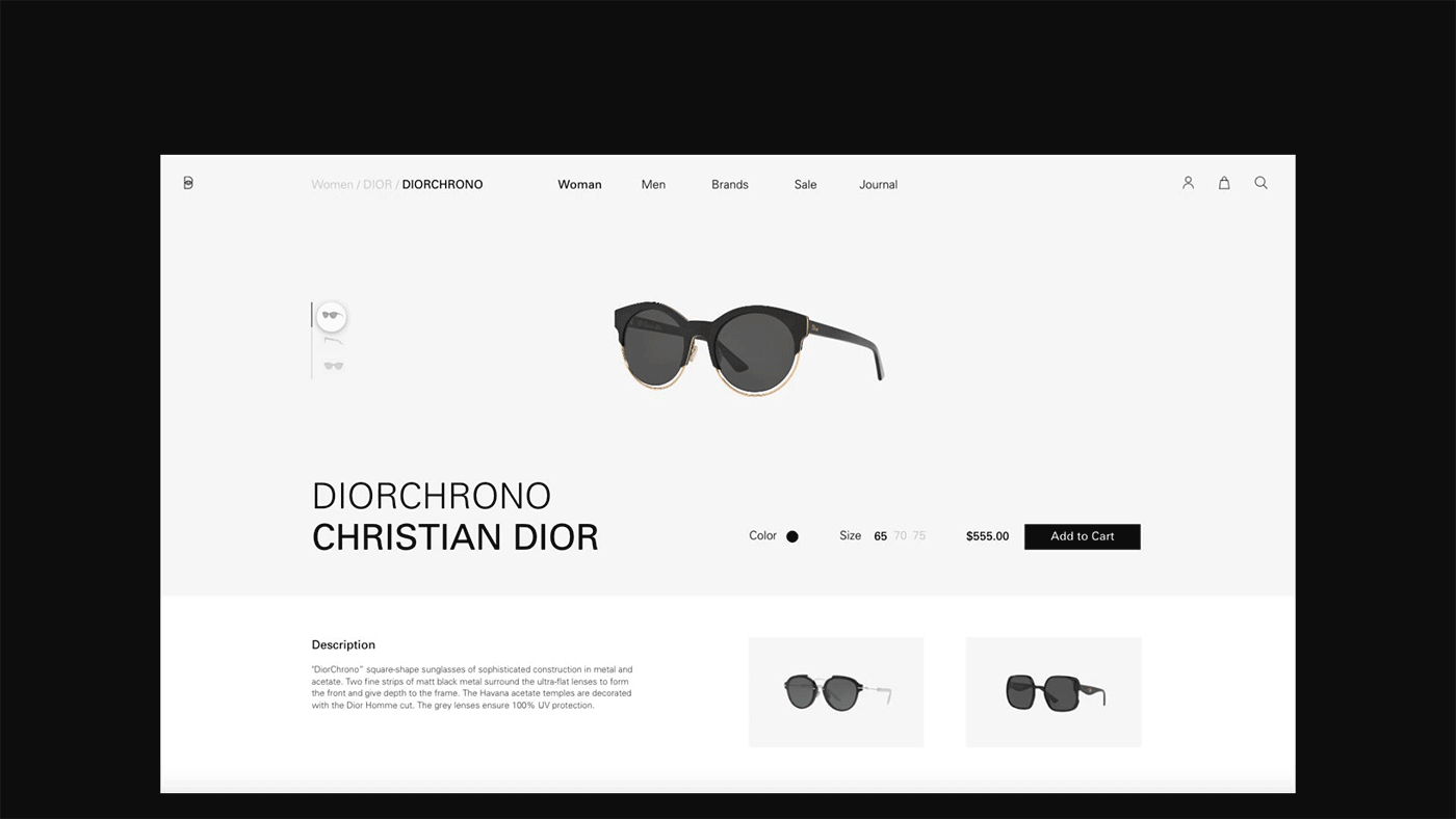 Sunglasses Ecommerce shop Fashion  webshop glasses eye interactive minimalistic