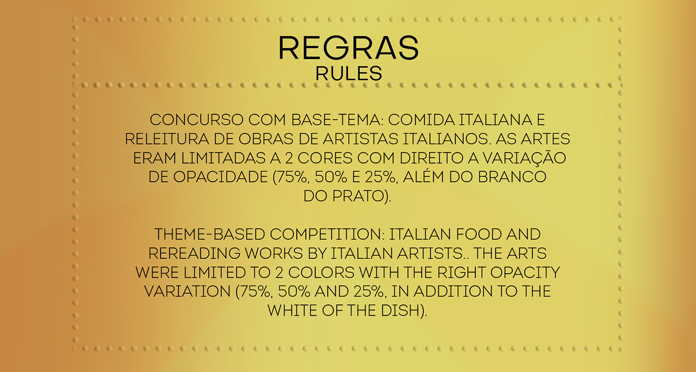 spoleto releitura Rereading Creation of Adam Brasil comida italiana italia pratos Concurso