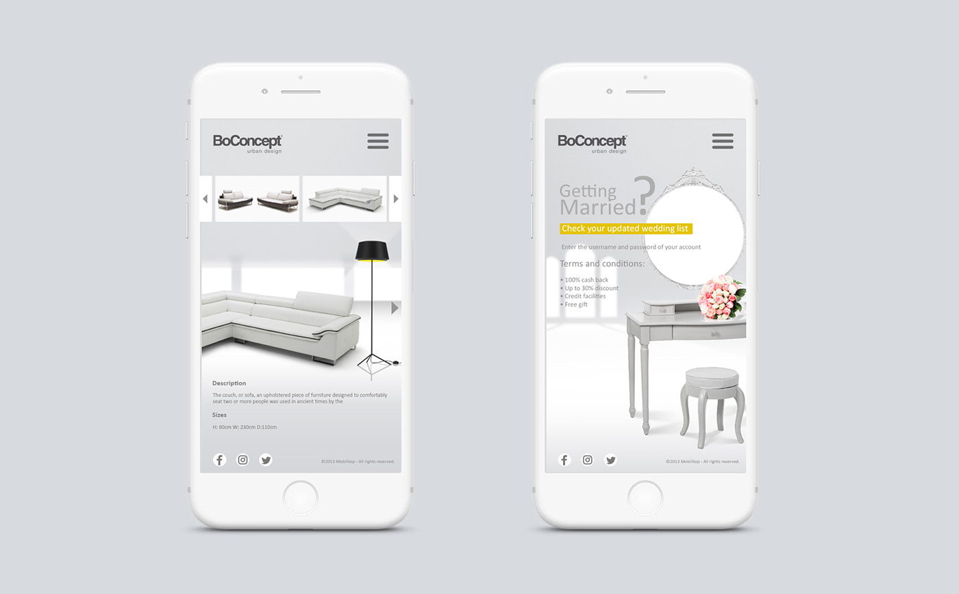 Web Webdesign interactive BoConcept Responsive ArtDirection furniture design Perspective Screendesign White Layout Dynamic