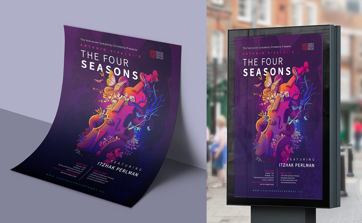 poster the four seasons Vivaldi Violin ILLUSTRATION  classical music concert orchestra Advertising  brand