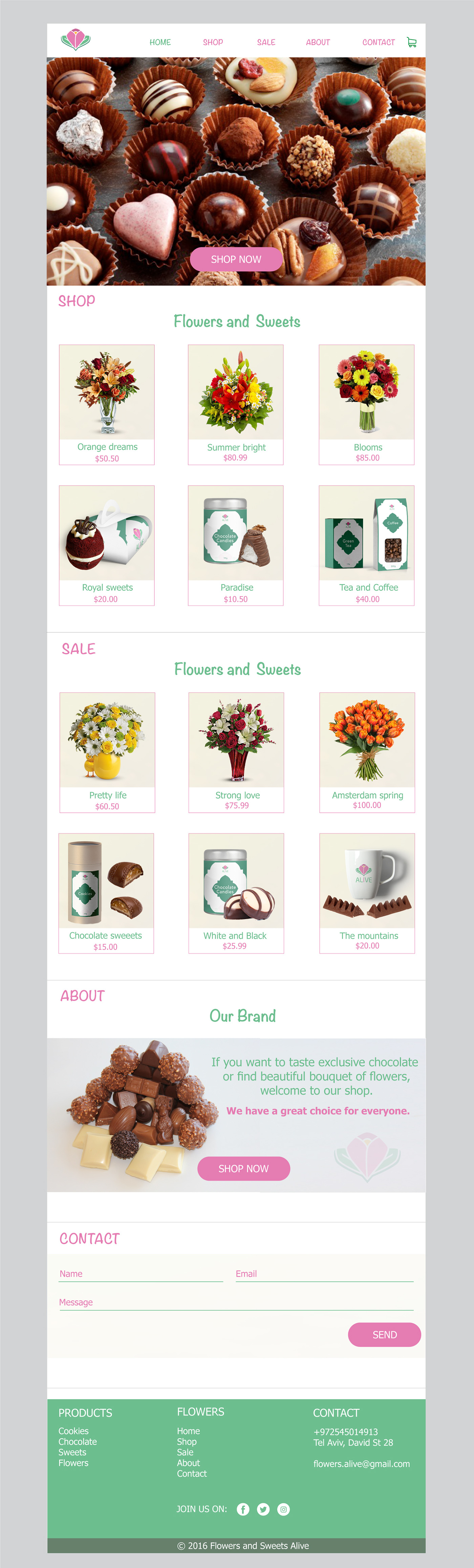Web Design  alive shop store ux UI Flowers Sweets landing page