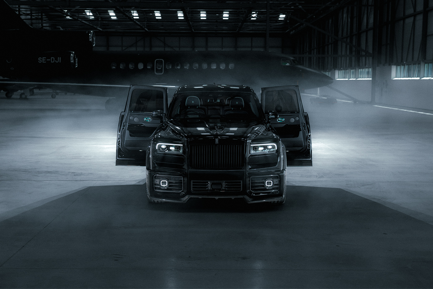 Automotive Photography Black Badge car photography cullinan hangar modified cars Photography  Private Jet rolls royce