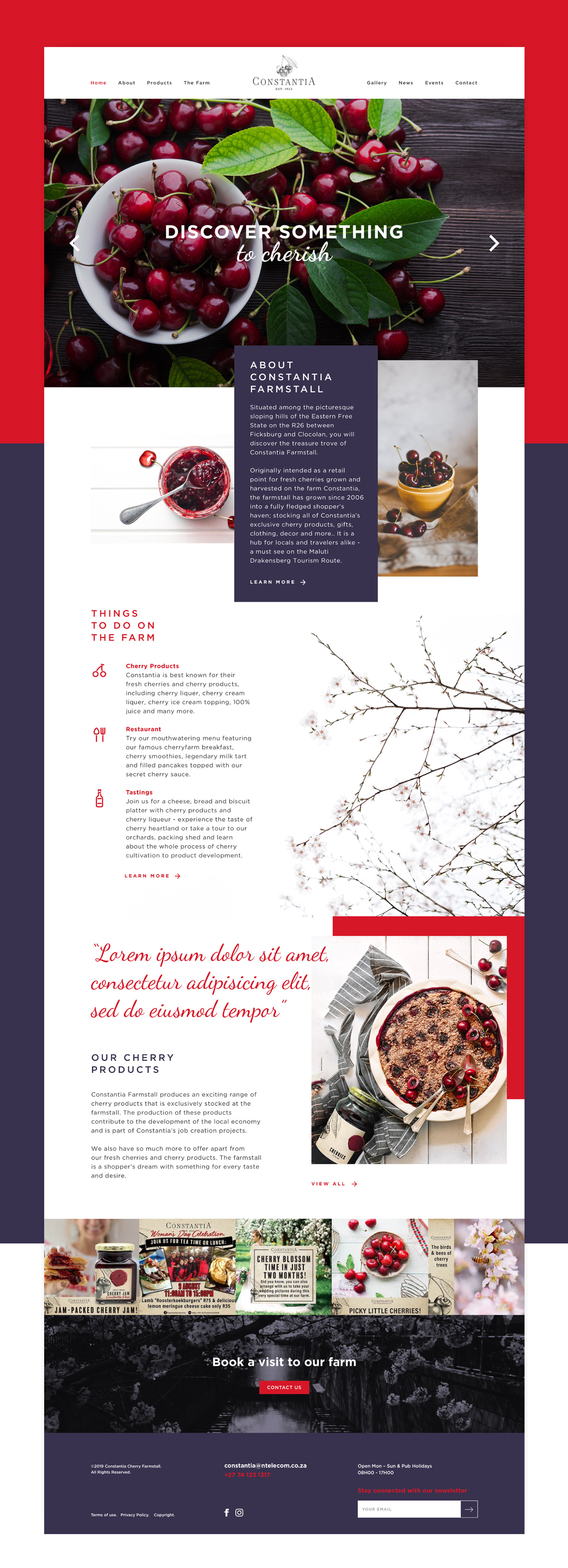 cherry farm Website Design UI/UX landing page Food Website overlap design Web Design  UI custom design web layout
