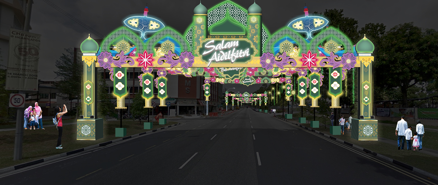 lights festival graphic graphic design  Eid hari raya asian floral textile malay