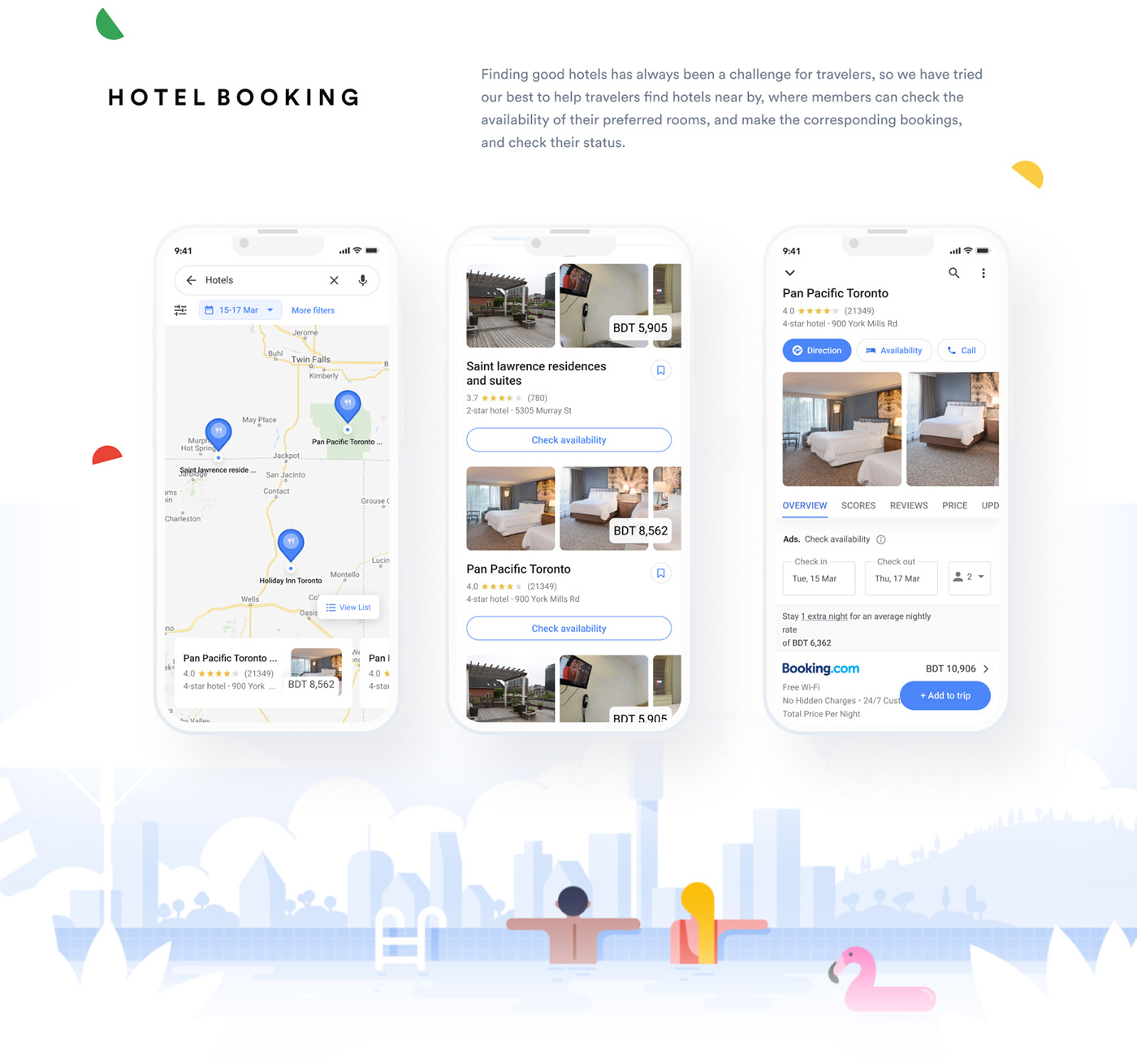 google google map hotel booking ofspace package planning Travel trip UX Case Study