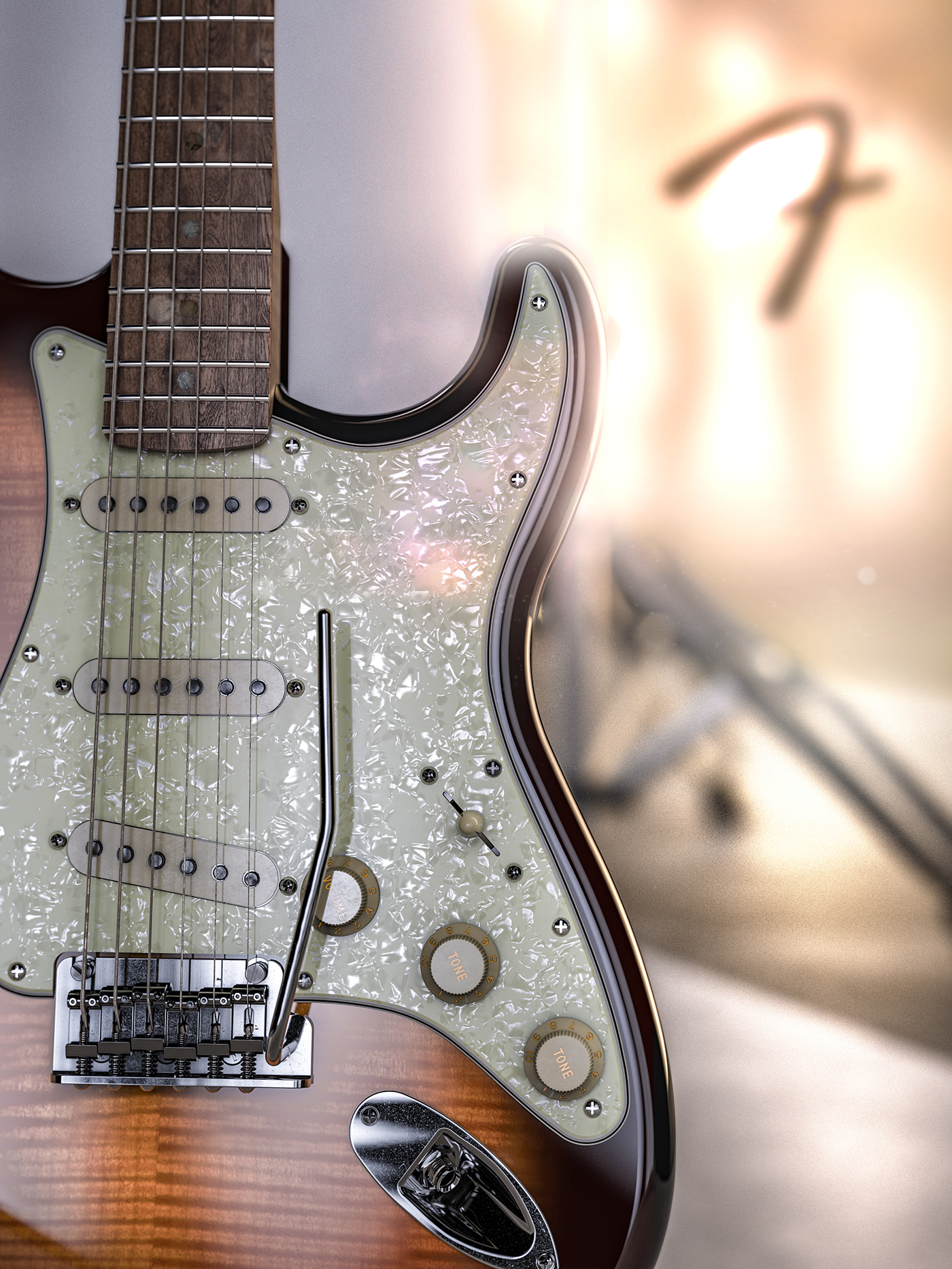 guitar CGI stratocaster fender product instrument digital keyshot