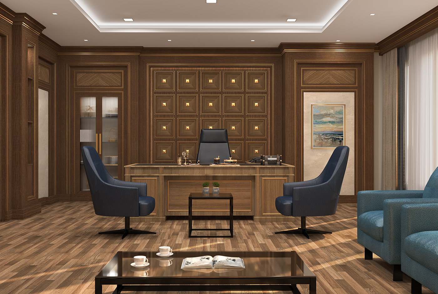 Interior Render interior design  vray 3ds max Classic woodworking furniture design 