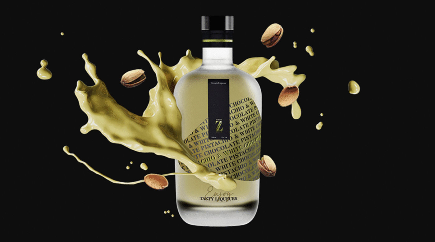 animation  bottle branding  dessert drink inspire Label Liqueur luxury Packaging