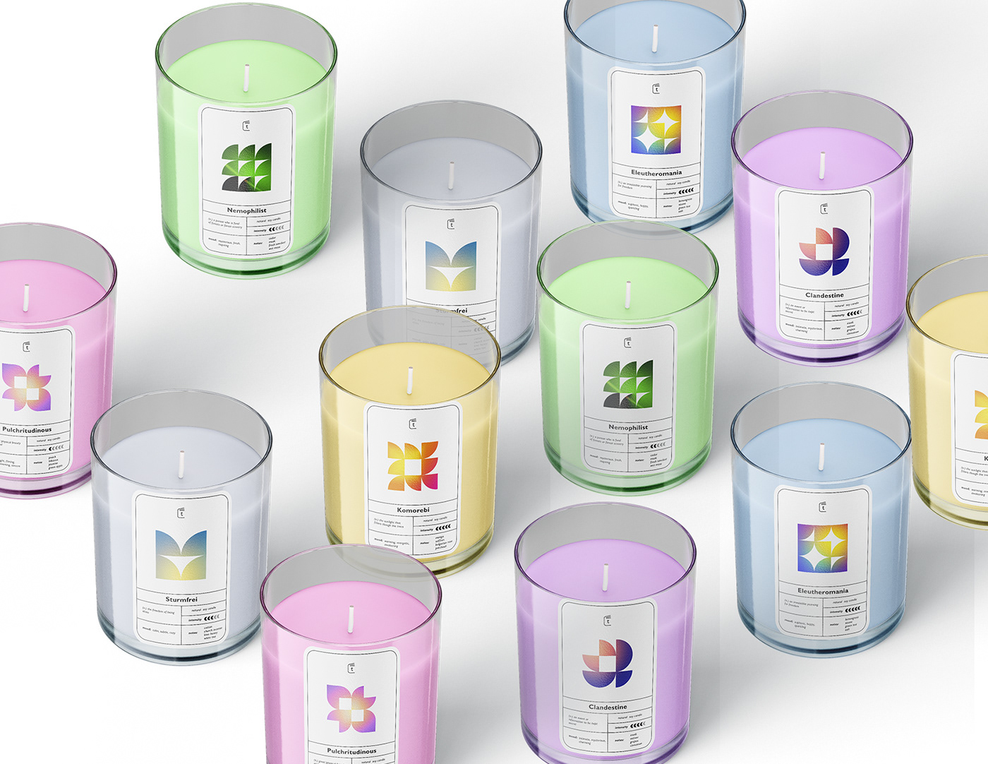 aesthetic brand identity candle design gradient Label Logo Design minimal package typography  