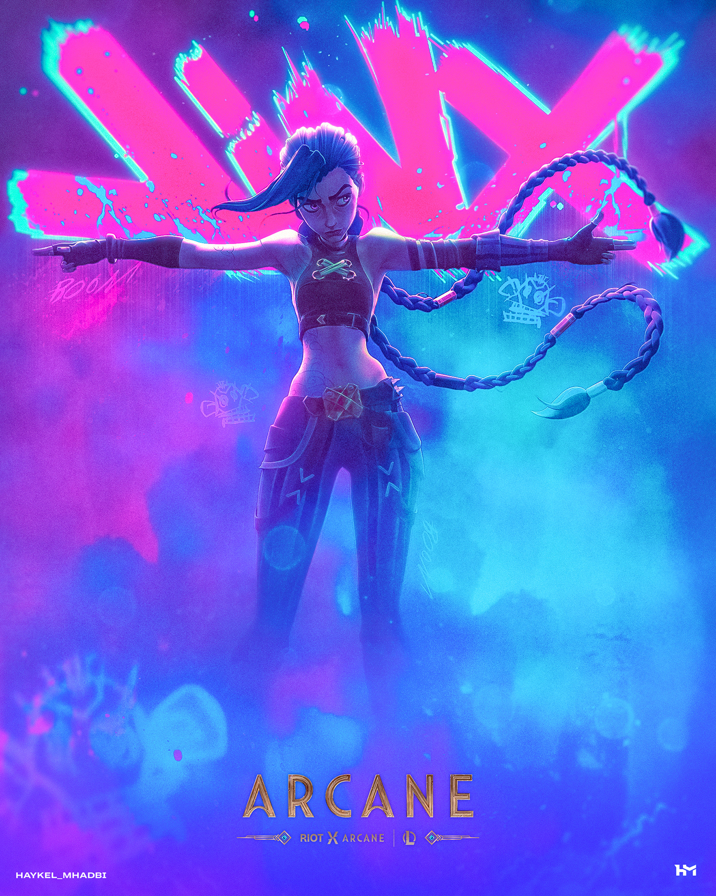 arcane artwork cartoon Character design  digital illustration fanart jinx league of legends painting   Twitch