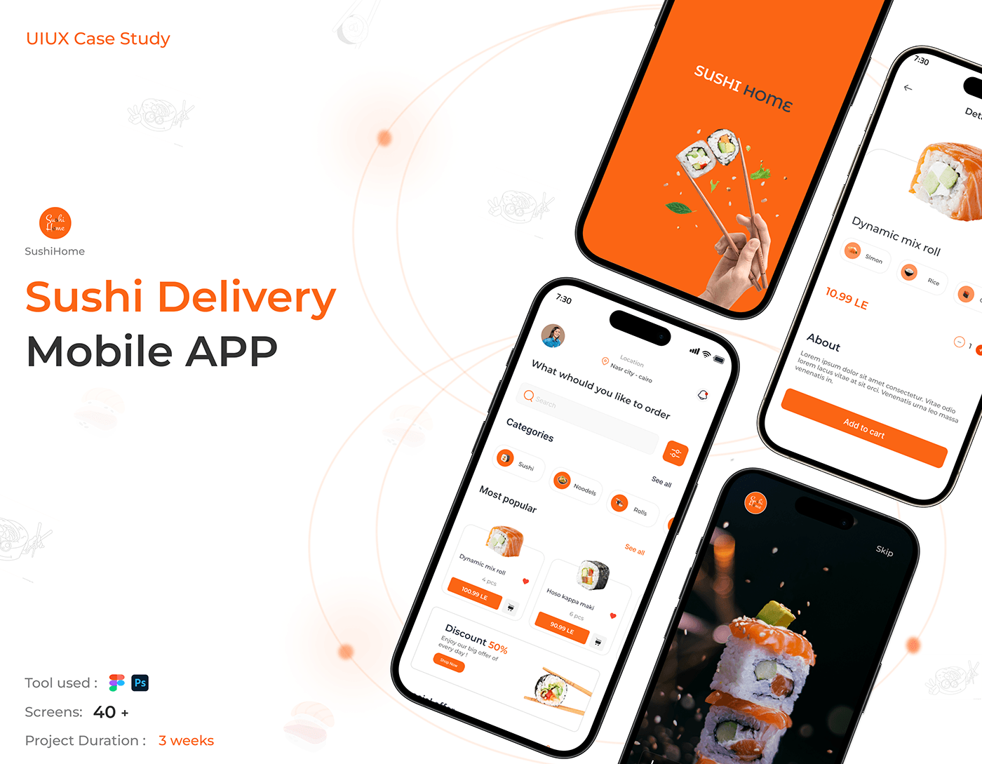 uiux Food  delivery food delivery Sushi user interface user experience Figma food delivery app sushi restaurant