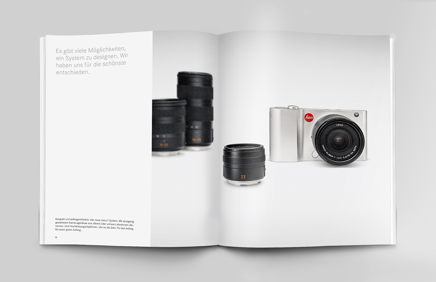 Leica camera Leica leica t design camera brochure advertisement poster unibody Focus essentials reduced photo graphic type