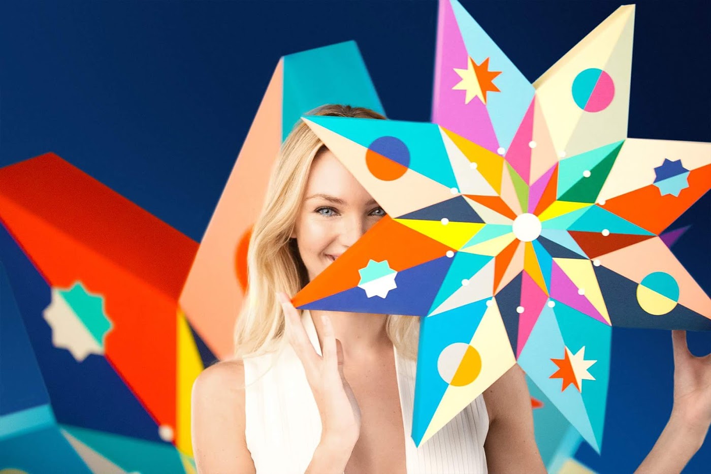 Biotherm Cosmetic campaign star paper paper design geometric Candice Swanepoel Advertising  color
