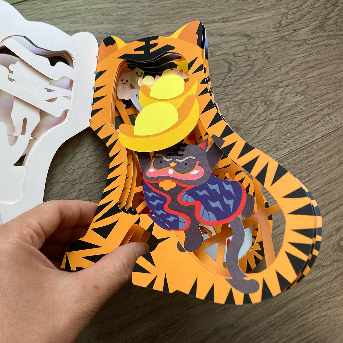 台北 떡방아 Illustrator ILLUSTRATION  popupbook Popup tiger art design papaer