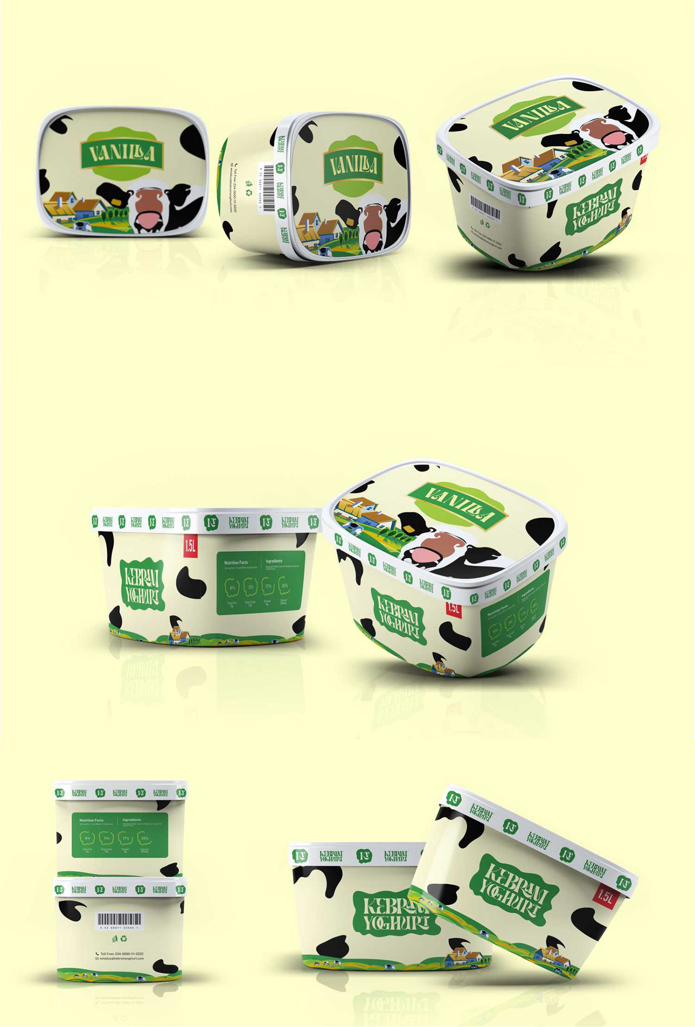Branding design cow dairy products farm Food  local brand local business milk milk packaging Yoghurt Packaging