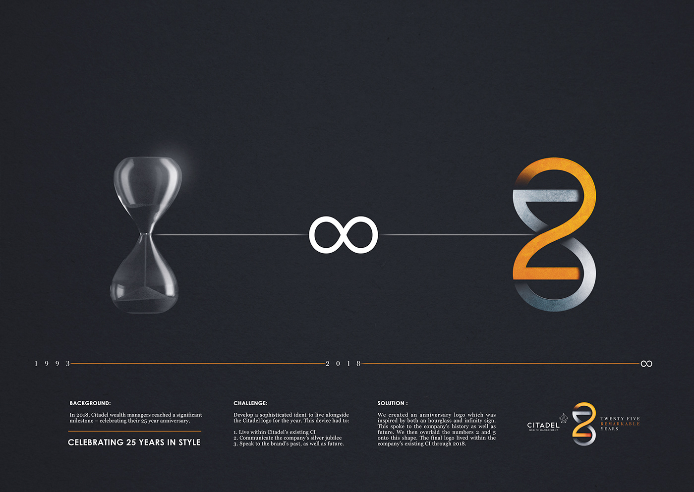 branding  art direction  Logo Design Citadel 25 years remarkable infinity clock hour glass